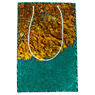 Gift Bag, Turquoise Water, Yellow Lichen Medium Gift Bag
