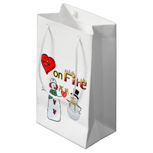 Gift Bag Valentine's Heart Fire Snowman