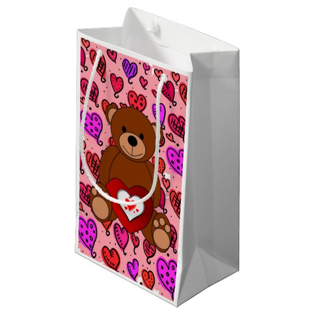 Gift Bag Valentine's Teddy Bear (Front Angled)