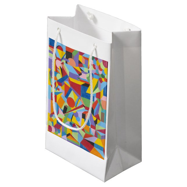 Gift Bag with Fun Bright Colours and Bold Design (Front Angled)