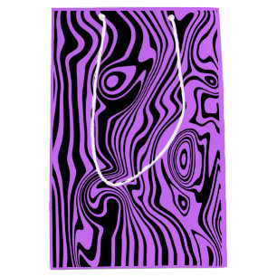 Gift Bag with Purple Black Wavy Stripes
