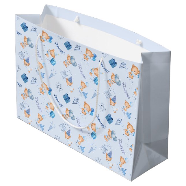 gift bags baby shower light blue (Back Angled)