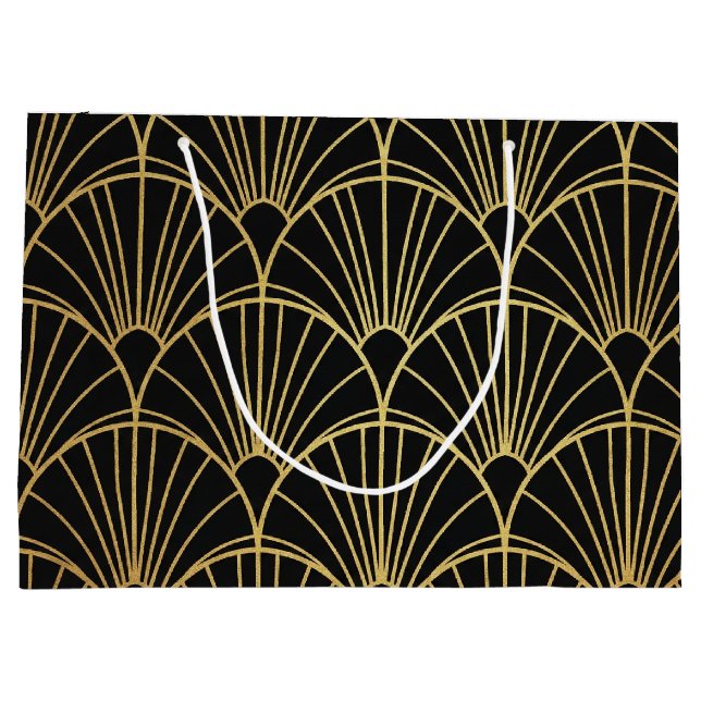 Gift Bags Gold Geometric and Art Deco Patterned (Back)