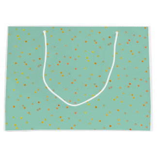 Gift Bags - Green with Gold Polka Dots