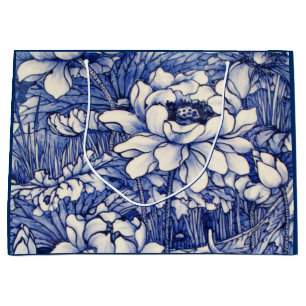 GIFT BAGS JAPANESE FLORAL PRINT IN BLUE