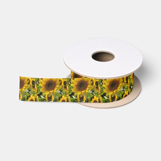 Gift Bags Sunflowers Satin Ribbon (Spool)