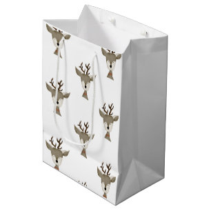 Gift Bags Watercolor Antique Reindeer Pattern