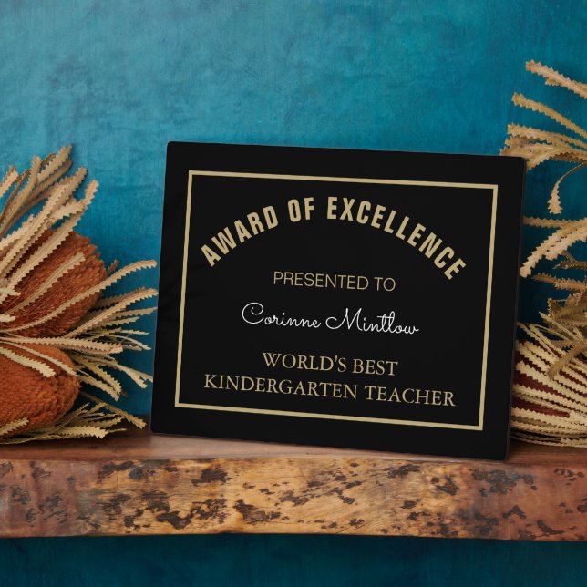 Gift! Best Kindergarten Teacher tabletop Plaque (Side)