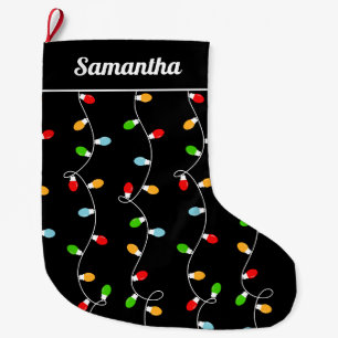 Gift Black Christmas Lights Large Christmas Stocking