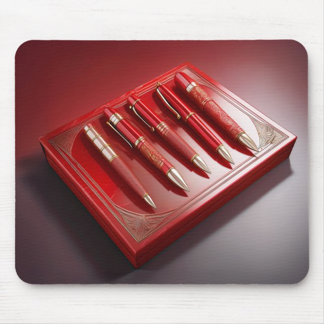 Gift Box And Five Unique Ballpoint Pens Mouse Pad (Front)