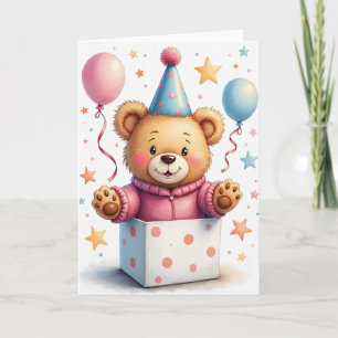 Gift Box Bear Birthday Card