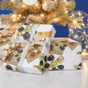 Gift Box Gold & Black Balloon Matte Wrapping Paper