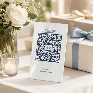 Gift Box QR Code Wedding Registry & Cash Fund Pedestal Sign