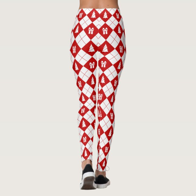 Gift Boxes and Christmas Trees Pattern Leggings (Back)