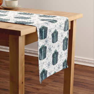 Gift Boxes and Snowflakes Short Table Runner