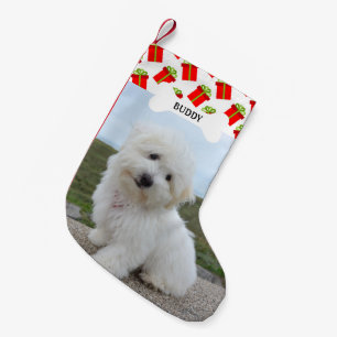 Gift Boxes Pattern Dog Bone Pet Photo Small Christmas Stocking