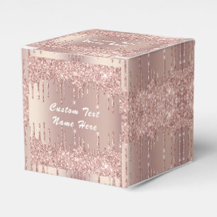 Gift Boxes Rose Gold Glitter Personalized Text