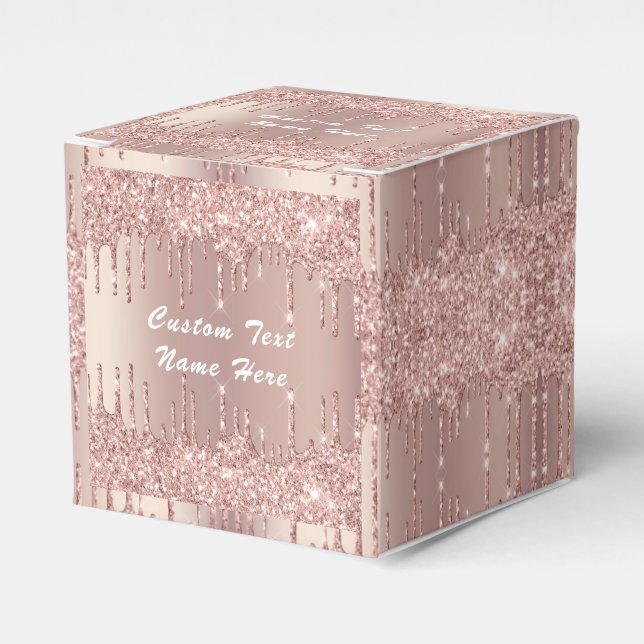 Gift Boxes Rose Gold Glitter Personalized Text (Front Side)
