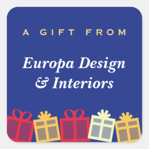 Gift boxes with bows navy business gift tag label