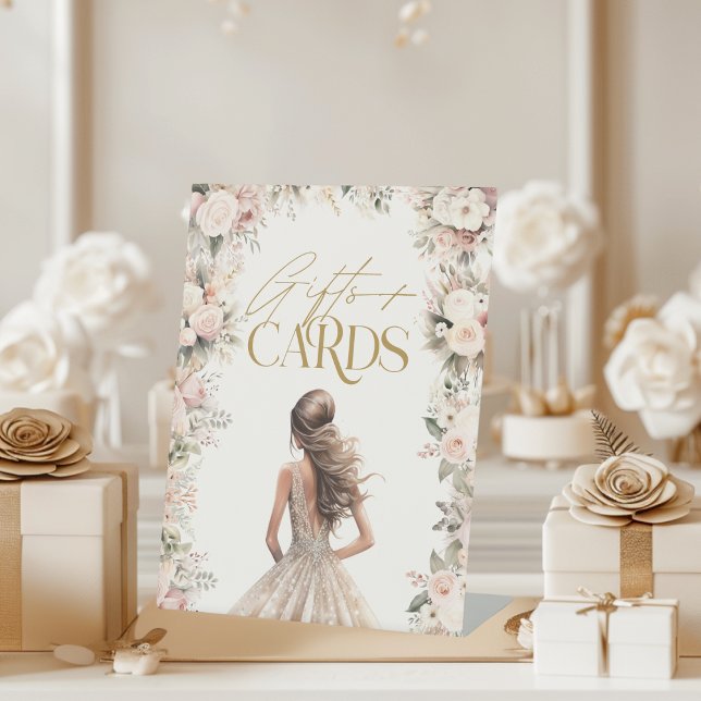 Gift + Cards Wedding Gown Dress Bridal Shower Pedestal Sign (Creator Uploaded)