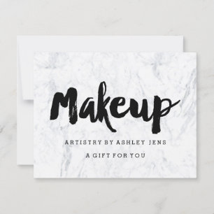 Gift certificate black makeup script white marble