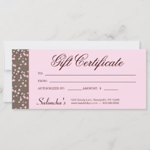 Gift Certificate Cherry Blossom Massage Salon Pink