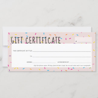 GIFT CERTIFICATE cute fun colourful sprinkles part
