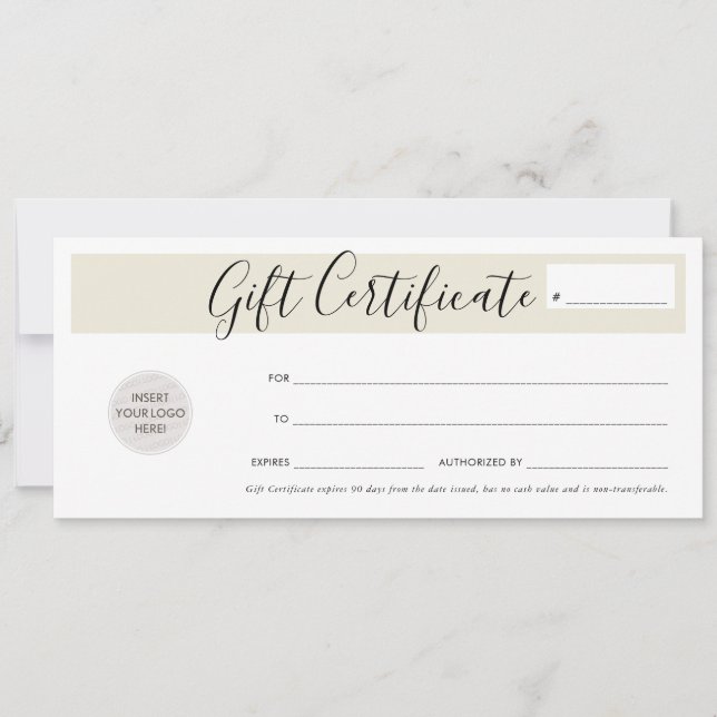 GIFT CERTIFICATE elegant business voucher ivory Invitation (Front)