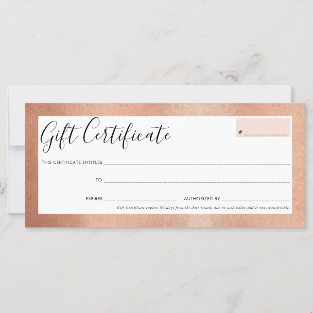GIFT CERTIFICATE elegant chic glam rose gold (Front)
