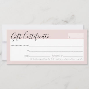 GIFT CERTIFICATE elegant chic pink rose gold Invit Invitation