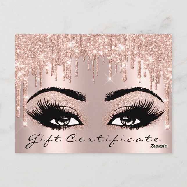 Gift Certificate Eyelashes Confetti Makeup Artist Postcard (Back)
