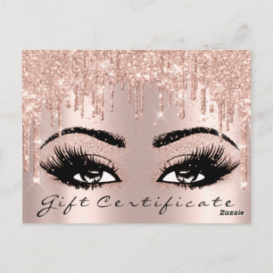 Gift Certificate Eyelashes Confetti Makeup Glam Postcard