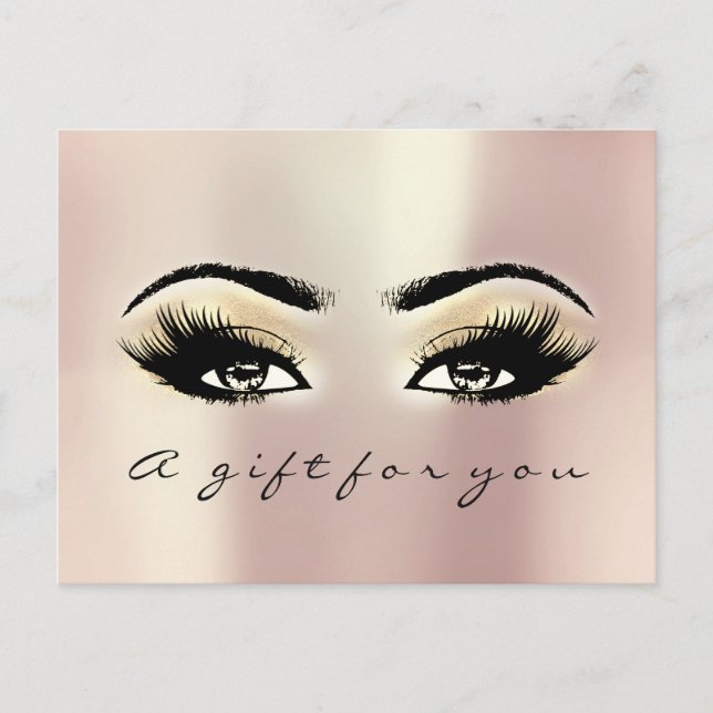 Gift Certificate Eyes Rose Gold Makeup Artist Postcard (Front)