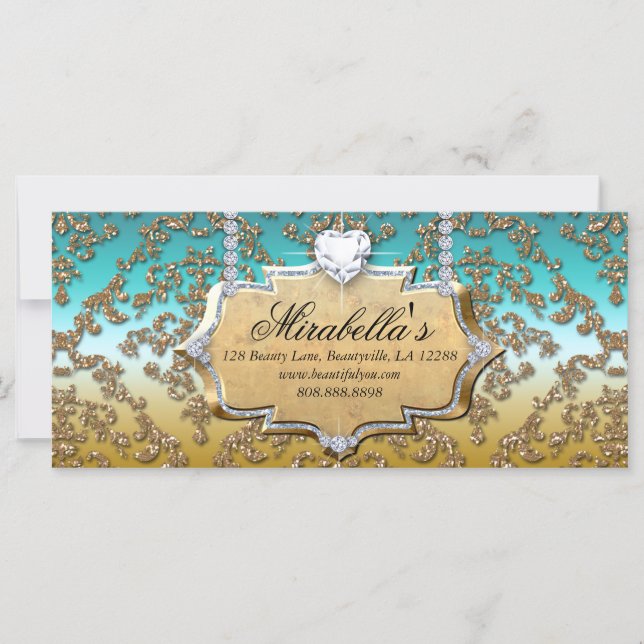 Gift Certificate Fashion Salon Jewellery Damask Gl (Front)