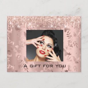 Gift Certificate Floral Custom Rose Makeup Lash Postcard