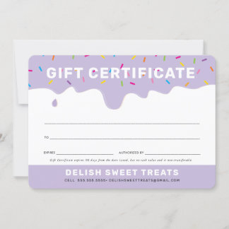 GIFT CERTIFICATE frosting colour sprinkles lilac