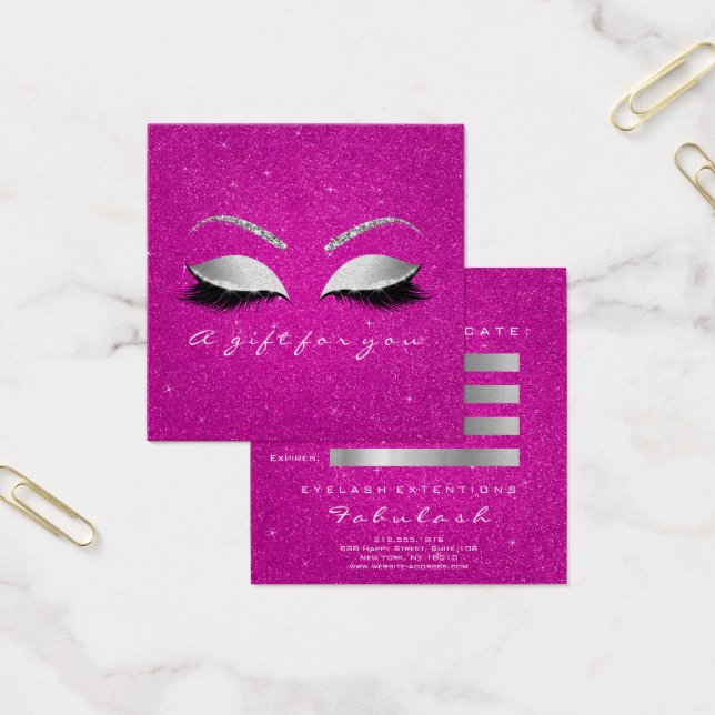 Gift Certificate Glitter Lash Grey Hot Pink Makeup (Office)