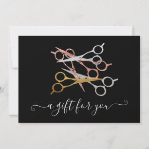 Gift Certificate Glitter Rose Gold Silver Scissors