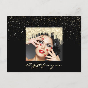 Gift Certificate Gold Drip Holidays Confetti Black Postcard