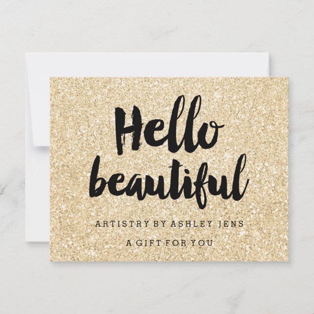 Gift certificate gold glitter sparkle hello script (Front)