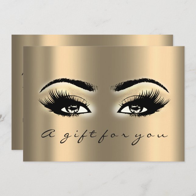 Gift Certificate Gold Lashes Beauty Makeup Invitation (Front/Back)