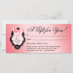 Gift Certificate Hair Salon Stylist Bows Peach