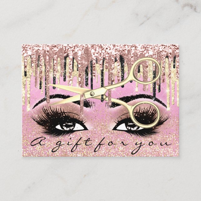 Gift Certificate Hairdresser Glitter  Gold Makeup (Front)