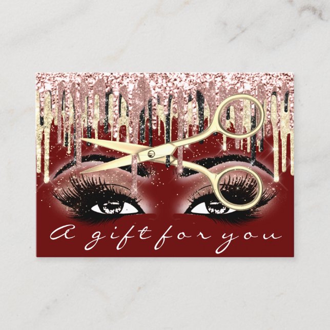 Gift Certificate Hairdresser Rose Burgundy Drips (Front)