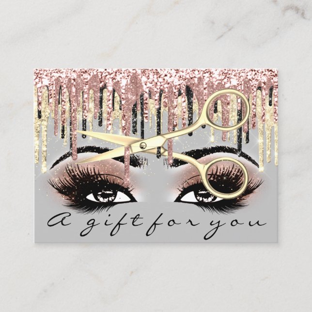 Gift Certificate Hairdresser Rose Grey Gold Makeup (Front)