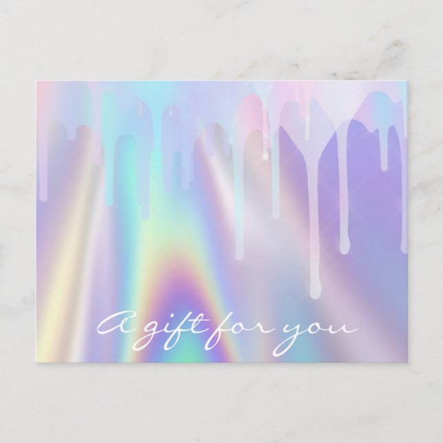 Gift Certificate Holograph Unicorn Liquid Drips Postcard (Front)