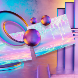 Gift Certificate Holograph Unicorn Pink Mermaid Postcard