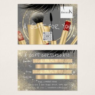Gift Certificate Lash Makeup Aesthetic Logo QR Gre