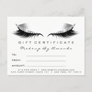 Gift Certificate Lashes Extension Makeup White Postcard