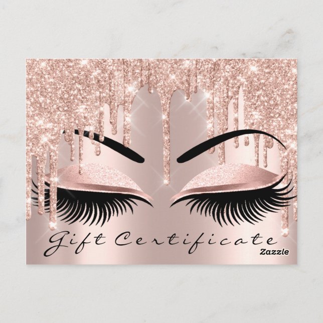 Gift Certificate Lashes Eyes Makeup Artist Brows Postcard (Back)